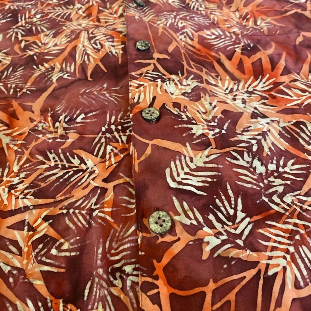 Roundtree & Yorke Red and Orange Leaf Print Shirt XL